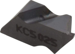 Kennametal - 2031NG K Grade KC5025, 0.79mm Cutting Width Carbide Grooving Insert - 1.27mm Max Depth of Cut, Left Hand, 0.09mm Corner Radius, TiAlN Finish - Caliber Tooling