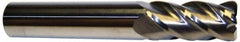 Accupro - 5/8", 4 Flute, Single End, Solid Carbide, 0.09" Corner Radius End Mill - 4-5/8" OAL, 40° Helix, Right Hand Flute, 2-1/8" LOC, Right Hand Cut - Caliber Tooling