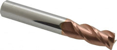 Accupro - 3/8", 3 Flute, Single End, Solid Carbide, 0.02" Corner Radius End Mill - 2-1/2" OAL, 40° Helix, Right Hand Flute, 7/8" LOC, Right Hand Cut - Caliber Tooling