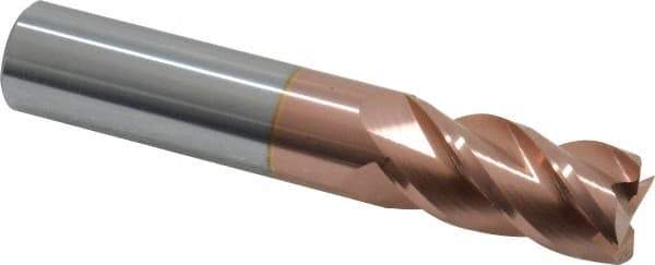 Accupro - 5/8", 4 Flute, Single End, Solid Carbide, 0.01" Corner Radius End Mill - 3-1/2" OAL, 40° Helix, Right Hand Flute, 1-1/4" LOC, Right Hand Cut - Caliber Tooling