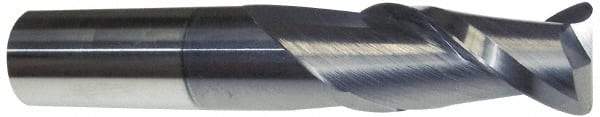 Accupro - 1/8", 2 Flute, Single End, Solid Carbide, 0.045" Corner Radius End Mill - 1-1/2" OAL, 40° Helix, Right Hand Flute, 1/2" LOC, Right Hand Cut - Caliber Tooling