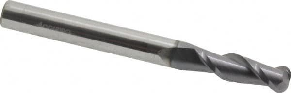 Accupro - 1/4", 2 Flute, Single End, Solid Carbide, 0.09" Corner Radius End Mill - 2-1/2" OAL, 40° Helix, Right Hand Flute, 3/4" LOC, Right Hand Cut - Caliber Tooling