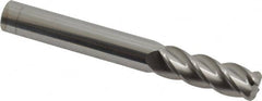 Accupro - 3/8", 4 Flute, Single End, Solid Carbide, 0.09" Corner Radius End Mill - 3" OAL, 40° Helix, Right Hand Flute, 1-1/8" LOC, Right Hand Cut - Caliber Tooling