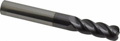 Accupro - 3/8", 4 Flute, Single End, Solid Carbide, 0.09" Corner Radius End Mill - 3" OAL, 40° Helix, Right Hand Flute, 1-1/8" LOC, Right Hand Cut - Caliber Tooling