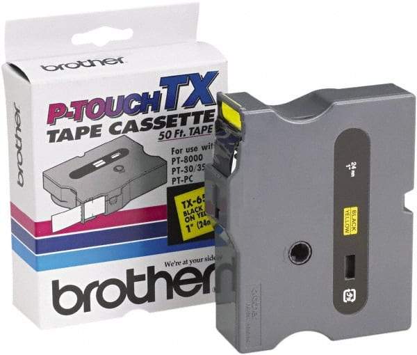 Brother - 1" Wide x 600" Long, Yellow Tape Cassette - For Label Maker - Caliber Tooling