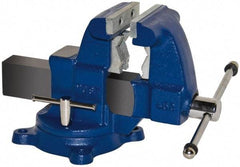 Yost Vises - 4-1/2" Jaw Width x 4-1/2" Jaw Opening Capacity, 4-1/2" Throat Depth, Bench & Pipe Combination Vise - 1/8 to 2-1/2" Pipe Capacity, Swivel Base, Bolt Down Attachment, Ductile Iron - Caliber Tooling