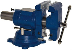 Yost Vises - 5-1/8" Jaw Width x 4, 4-1/2" (V-Jaw) Jaw Opening Capacity, 3-1/2" Throat Depth, Bench & Pipe Combination Vise - 23/32 to 3" Pipe Capacity, Swivel Base, Bolt Down Attachment, Cast Iron - Caliber Tooling