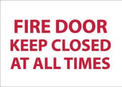 NMC - Fire Door - Keep Closed at All Times, Pressure Sensitive Vinyl Fire Sign - 14" Wide x 10" High, Glow-in-the-Dark - Caliber Tooling