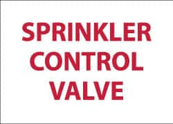 NMC - Sprinkler Control Valve, Pressure Sensitive Vinyl Fire Sign - 14" Wide x 10" High, Glow-in-the-Dark - Caliber Tooling