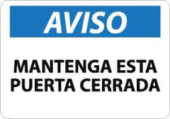 NMC - "Aviso - Mantenga Esta Puerta Cerrada", 10" Long x 14" Wide, Aluminum Safety Sign - Rectangle, 0.04" Thick, Use for Workplace/Safety - Caliber Tooling