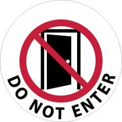 NMC - Do Not Enter, Anti-Skid Pressure-Sensitive Vinyl Floor Sign - Round, Black & Red on White, Adhesive Backed, For Security & Admittance - Caliber Tooling