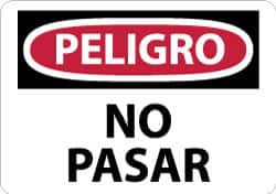 NMC - "Peligro - No Pasar", 10" Long x 14" Wide, Aluminum Safety Sign - Rectangle, 0.04" Thick, Use for Security & Admittance - Caliber Tooling