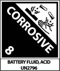 NMC - Corrosive 8 Battery Fluid, Acid Un2796 Shipping Label - 4-3/4" High x 4" Wide - Caliber Tooling