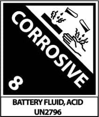 NMC - Corrosive 8 Battery Fluid, Acid Un2796 Shipping Label - 4-3/4" High x 4" Wide - Caliber Tooling