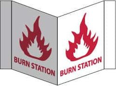 NMC - "Burn Station", 8" Long x 14-1/2" Wide, Rigid Plastic Safety Sign - Rectangle, 0.125" Thick, Use for First Aid - Caliber Tooling