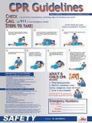 NMC - 18" Wide x 24" High Laminated Paper CPR Information Poster - English - Caliber Tooling