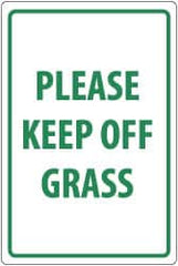 NMC - "Please Keep Off Grass", 18" Long x 12" Wide, Aluminum Safety Sign - Rectangle, 0.04" Thick, Use for Security & Admittance - Caliber Tooling