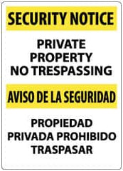 NMC - "Security Notice - Private Property - No Trespassing", 20" Long x 14" Wide, Aluminum Safety Sign - Rectangle, 0.05" Thick, Use for Security & Admittance - Caliber Tooling