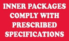 NMC - Inner Packages Comply with Prescribed Specifications DOT Shipping Label - 3" High x 5" Wide - Caliber Tooling