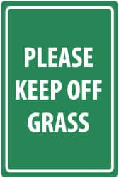 NMC - "Please Keep Off Grass", 18" Long x 12" Wide, Aluminum Safety Sign - Rectangle, 0.04" Thick, Use for Security & Admittance - Caliber Tooling