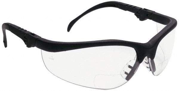 MCR Safety - +2.5, Clear Lenses, Scratch Resistant, Framed Magnifying Safety Glasses - UV Protection, Adjustable Temples, Black Plastic Frame, ANSI Z87.1+ - Caliber Tooling