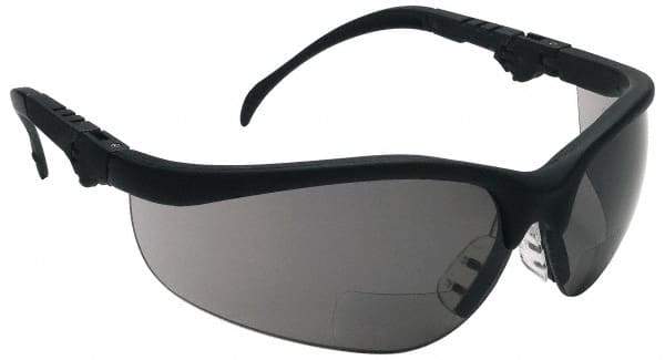 MCR Safety - +1.5, Gray Lenses, Scratch Resistant, Framed Magnifying Safety Glasses - UV Protection, Adjustable Temples, Black Plastic Frame, ANSI Z87.1+ - Caliber Tooling