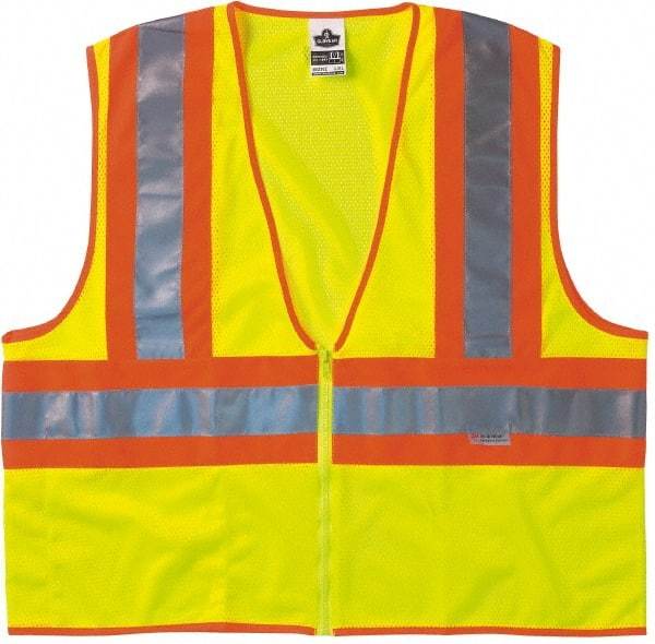 Ergodyne - Size 2X/3XL High Visibility Lime Mesh General Purpose Vest - 52 to 58" Chest, ANSI/ISEA 107, Zipper Closure, 1 Pocket, Polyester - Caliber Tooling