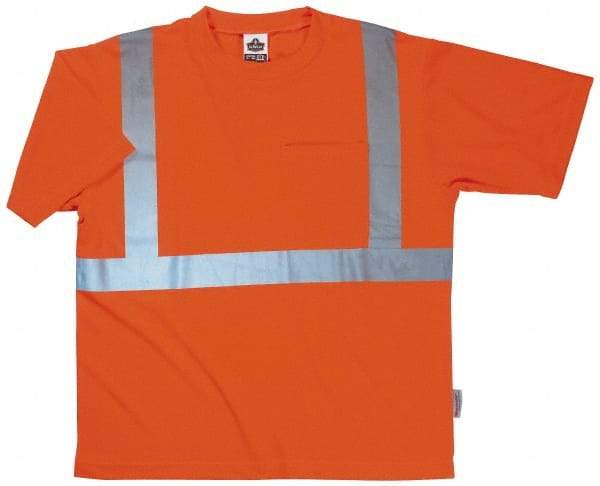 Ergodyne - Size 2XL, Orange, High Visibility, Short Sleeve T-Pocket, - 46 to 50" Chest, 1 Pocket, Polyester - Caliber Tooling