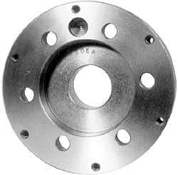 Buck Chuck Company - Adapter Back Plate for 12" Diam Self Centering Lathe Chucks - A1/A2-6 Mount, 3.276" Through Hole Diam, 7.874" OD, 1.378" Flange Height, Steel - Caliber Tooling