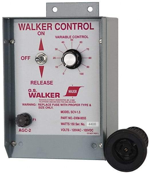 Walker - 150 W, 115 V Electromagnetic Chuck Variable Power Control - Use With Machine Mounting, Not Automatic Release, 110 V, DC Max Output Voltage - Caliber Tooling