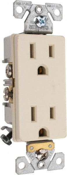 Cooper Wiring Devices - 125 VAC, 15 Amp, 5-15R NEMA Configuration, Ivory, Industrial Grade, Self Grounding Duplex Receptacle - 1 Phase, 2 Poles, 3 Wire, Flush Mount, Chemical and Impact Resistant - Caliber Tooling