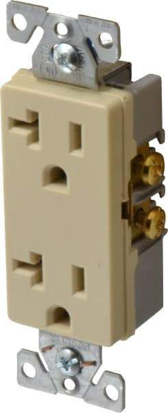 Cooper Wiring Devices - 125 VAC, 20 Amp, 5-20R NEMA Configuration, Ivory, Industrial Grade, Self Grounding Duplex Receptacle - 1 Phase, 2 Poles, 3 Wire, Flush Mount, Chemical and Impact Resistant - Caliber Tooling