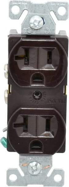 Cooper Wiring Devices - 125 VAC, 20 Amp, 5-20R NEMA Configuration, Brown, Specification Grade, Self Grounding Duplex Receptacle - 1 Phase, 2 Poles, 3 Wire, Flush Mount - Caliber Tooling