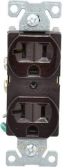 Cooper Wiring Devices - 125 VAC, 20 Amp, 5-20R NEMA Configuration, Brown, Specification Grade, Self Grounding Duplex Receptacle - 1 Phase, 2 Poles, 3 Wire, Flush Mount - Caliber Tooling