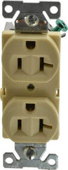 Cooper Wiring Devices - 125 VAC, 20 Amp, 5-20R NEMA Configuration, Ivory, Specification Grade, Self Grounding Duplex Receptacle - 1 Phase, 2 Poles, 3 Wire, Flush Mount - Caliber Tooling