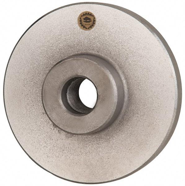 Bison - Adapter Back Plate for 5" Diam Self Centering Lathe Chucks - 1-10 Mount, 1" Through Hole Diam, 2.165mm ID, 5.079" OD, 0.709" Flange Height, Cast Iron - Caliber Tooling