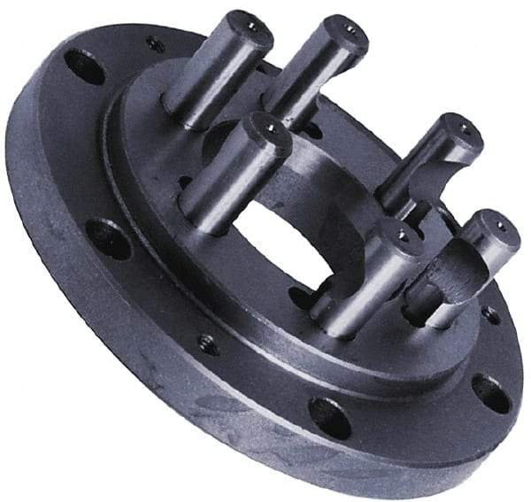 Buck Chuck Company - Adapter Back Plate for 8" Diam Self Centering Lathe Chucks - D1-6 Mount, 2-1/2" Through Hole Diam, 4.73mm ID, 8.13" OD, 1.412" Flange Height, Steel - Caliber Tooling