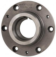 Bison - Adapter Back Plate for 6-1/4" Diam Self Centering Lathe Chucks - L-0 Mount, 2.6" Through Hole Diam, 6.32" OD, 0.71" Flange Height, Cast Iron - Caliber Tooling