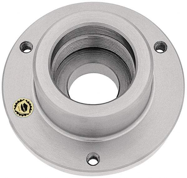 Bison - Adapter Back Plate for 8" Diam Self Centering Lathe Chucks - 2-1/4 - 8 Mount, 2.26" Through Hole Diam, 4.33mm ID, 8" OD, 0.59" Flange Height, Steel - Caliber Tooling