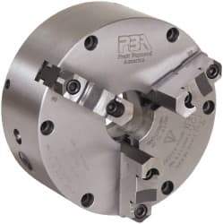 Pratt Burnerd America - 3 Jaws, 15" Diam, Self Centering Manual Lathe Chuck - Plain Back Mount Spindle, Adjustable, Reversible, 2,000 Max RPM, 4.56" Through Hole Diam, Forged Steel - Caliber Tooling