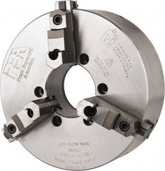 Pratt Burnerd America - 3 Jaws, 12" Diam, Self Centering Manual Lathe Chuck - Plain Back Mount Spindle, Adjustable, Reversible, 2,300 Max RPM, 4.06" Through Hole Diam, Forged Steel - Caliber Tooling