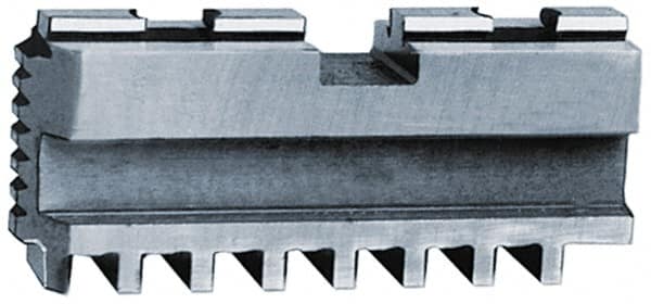 Bison - 25" Max Chuck Diam Compatibility, Steel Tongue & Groove Hard Lathe Master Jaws - 3/4" Groove Width, 1.9685" Wide x 8.2677" Long - Caliber Tooling