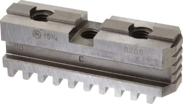 Bison - 15-3/4 to 16" Chuck Diam Compatibility, Steel Tongue & Groove Hard Lathe Master Jaws - 3/4" Groove Width, 1.4173" Wide x 5.1181" Long - Caliber Tooling