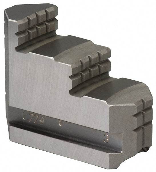 Bison - 3 to 3-1/2" Chuck Diam Compatibility, Steel Master Jaws - 0.51" Wide x 1.3385" Long x 1.18" High - Caliber Tooling