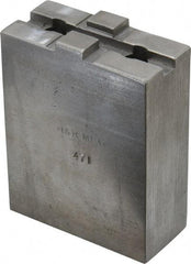 H & R Manufacturing - 5 to 6" Chuck Capacity, Tongue & Groove Attachment, Square Soft Lathe Chuck Jaw - Steel, 1-1/2" Btw Mount Hole Ctrs, 2-5/8" Long x 1-1/4" Wide x 3-3/8" High, 5/16" Groove - Caliber Tooling