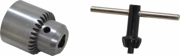 Jacobs - JT1, 1 to 6.35mm Capacity, Tapered Mount Drill Chuck - Keyed, 29.97mm Sleeve Diam, 39.12mm Open Length - Exact Industrial Supply