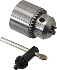 Jacobs - 3/8-24, 1 to 9.53mm Capacity, Threaded Mount Drill Chuck - Keyed, 42.42mm Sleeve Diam, 55.12mm Open Length - Exact Industrial Supply