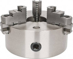 Interstate - 3 Jaws, 8" Diam, Self Centering Manual Lathe Chuck - D1-4 Mount Spindle, Reversible, 1.9685" Through Hole Diam, Cast Iron - Caliber Tooling