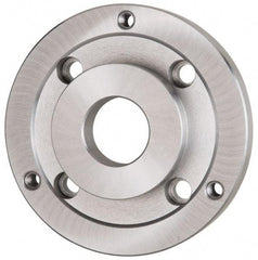 Bison - Adapter Back Plate for 10" Diam Self Centering Lathe Chucks - A2-6 Mount, 2.922" Through Hole Diam, 5.708mm ID, 9.84" OD, 3/4" Flange Height, Steel - Caliber Tooling