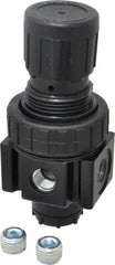 Parker - 1/4 NPT Port, 30 CFM, Zinc Economy Regulator - 2 to 125 psi Range, 300 Max psi Supply Pressure, 1/4" Gauge Port Thread, 2" Wide x 4.44" High - Caliber Tooling